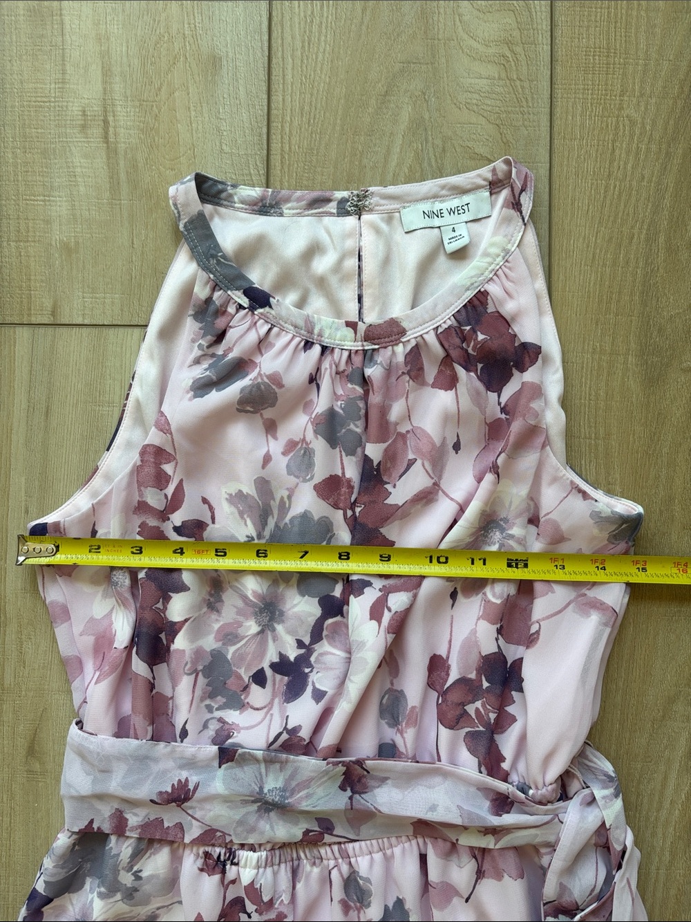 Nine West - Size 4 - Floral Pink Halter Maxi Dress - Picture 4 of 5
